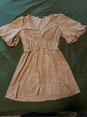 Mini Dress with Smocked Waist in Rust Floral